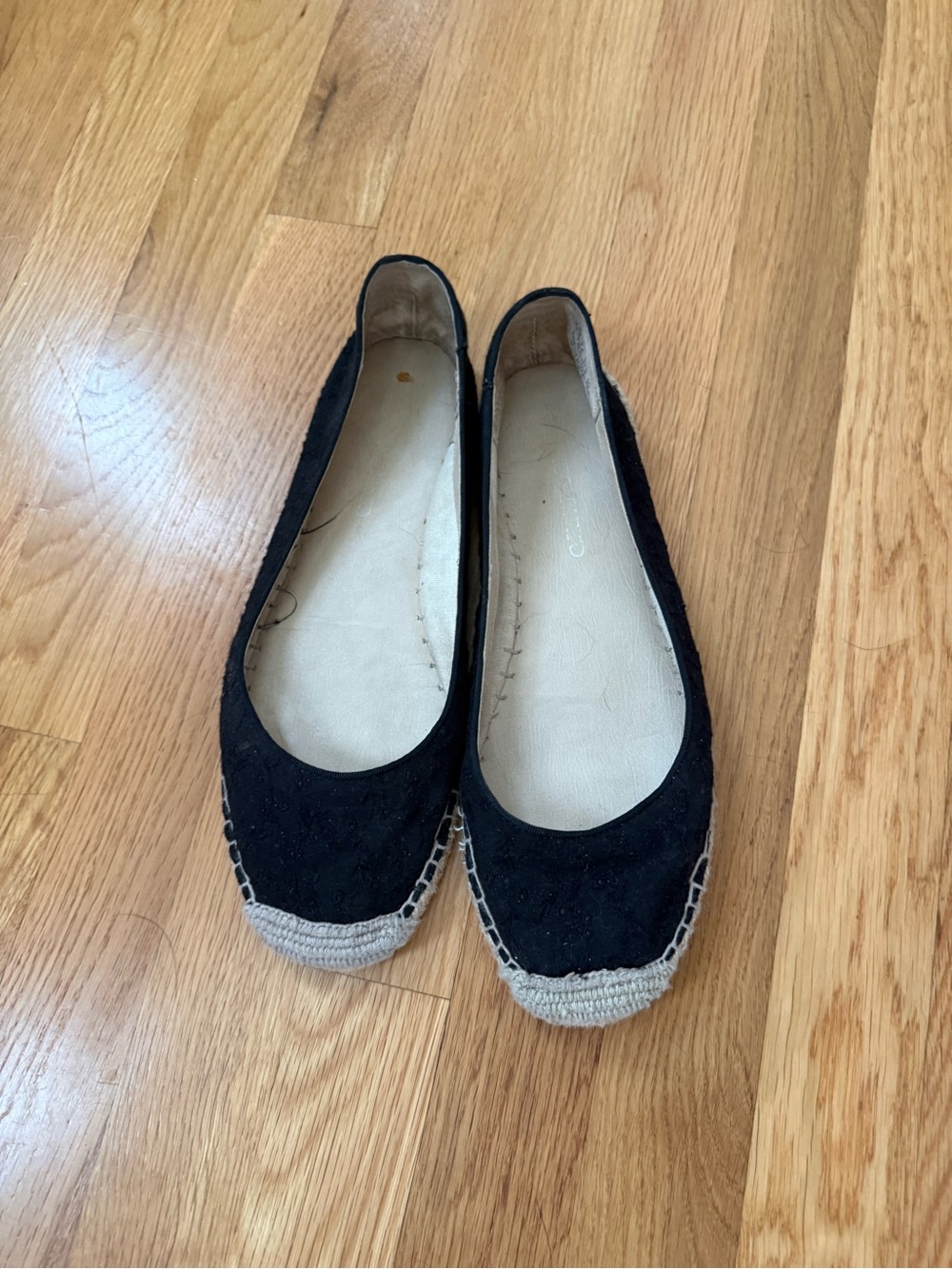 Women’s black espadrille flats, size 9.5
